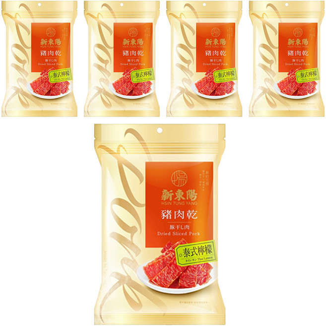 新東陽 豬肉乾 泰式檸檬, 210g, 5包