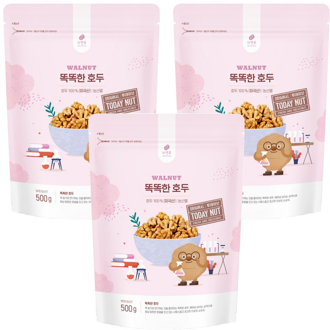 자연루 투데이넛 똑똑한 호두, 500g, 3개