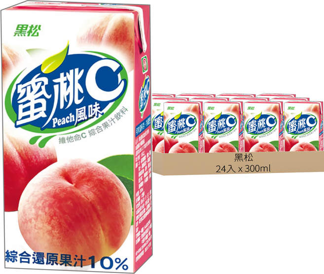 黑松 果汁C系列 蜜桃, 300ml, 24入