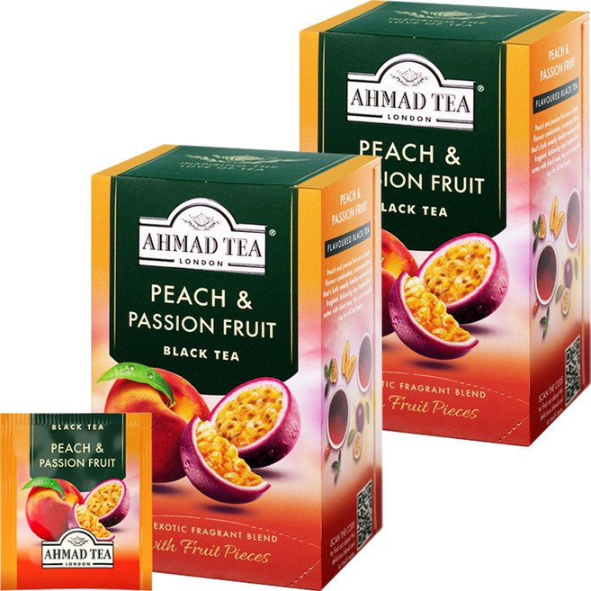 AHMAD TEA 水蜜桃百香果紅茶茶包, 2g, 20包, 2盒