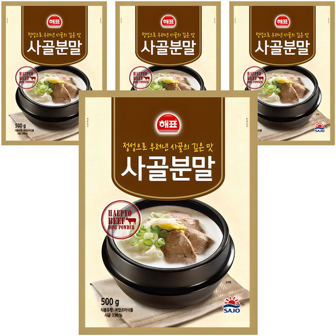 해표 사골분말, 4개, 500g