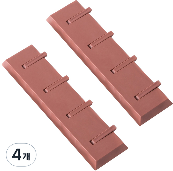 피어니스트 도어백 후크 ABS 무타공걸이, 레드, 4개