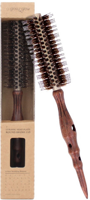글로스앤글로우 국내생산 하이엔드 세라믹 열판 탄력볼륨 롤브러쉬 1호 11파이, 1개, 브라운