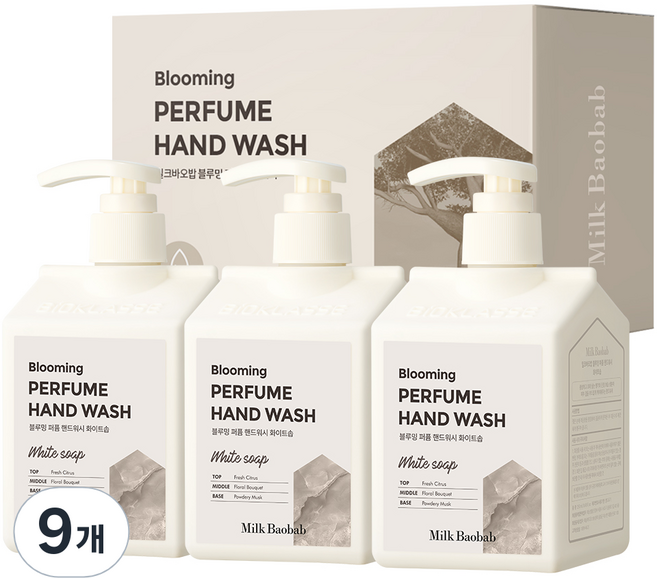 밀크바오밥 블루밍 퍼퓸 핸드워시 화이트솝, 250ml, 9개