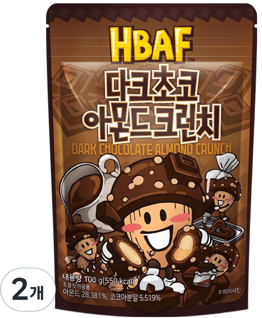 바프 다크초코 아몬드 크런치, 2개, 100g