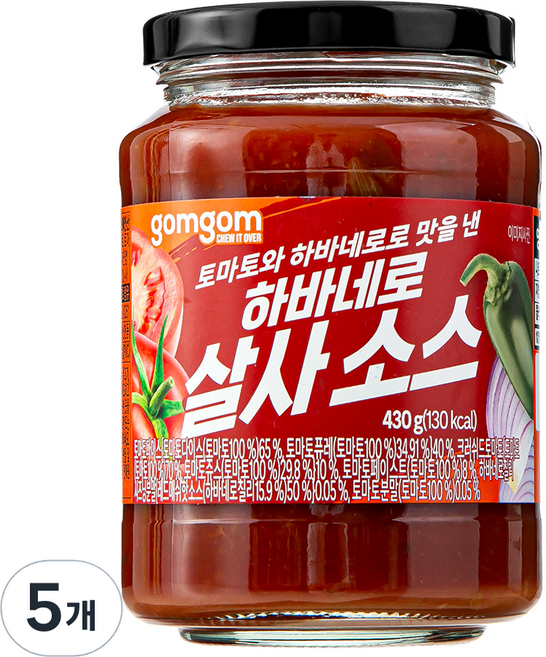 곰곰 하바네로 살사소스, 430g, 5개