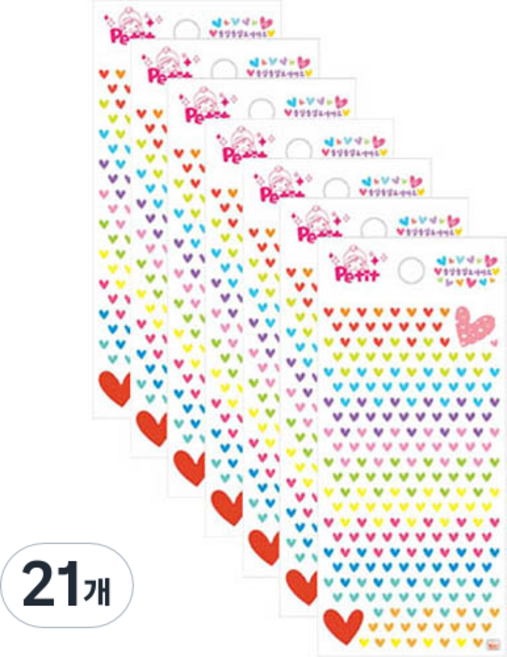 쁘띠팬시 에폭시스티커 블링블링 하트 1탄 DA5156A, 21개, 혼합색상