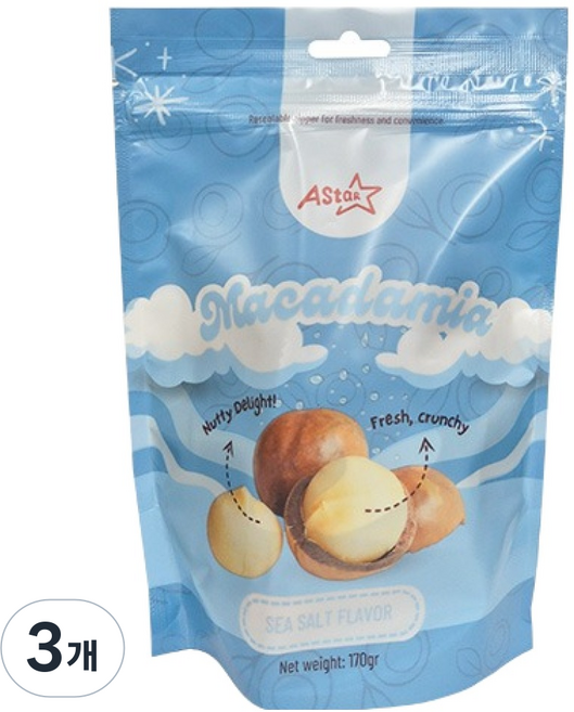 아스타 씨솔트 마카다미아넛, 170g, 3개