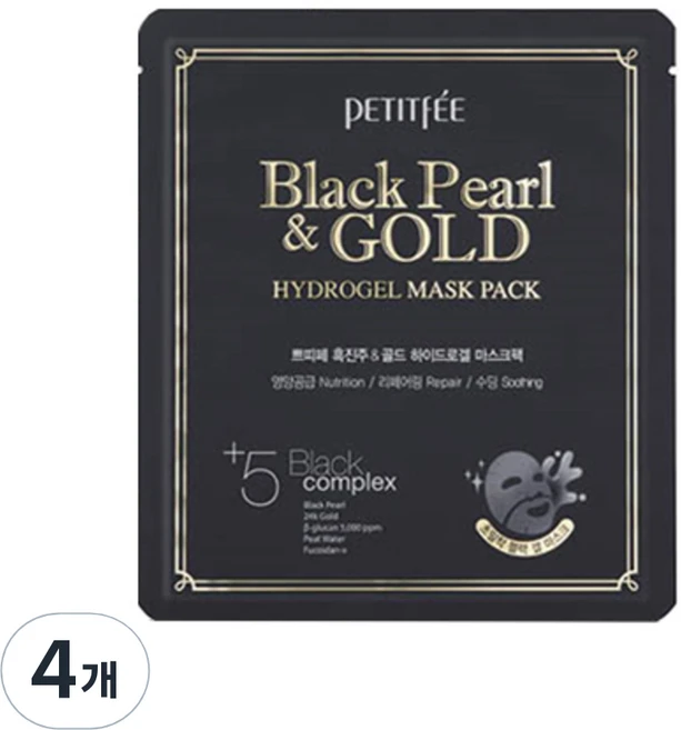 쁘띠페 흑진주 & 골드 하이드로겔 마스크팩 32g, 5개입, 4개 - 쿠팡