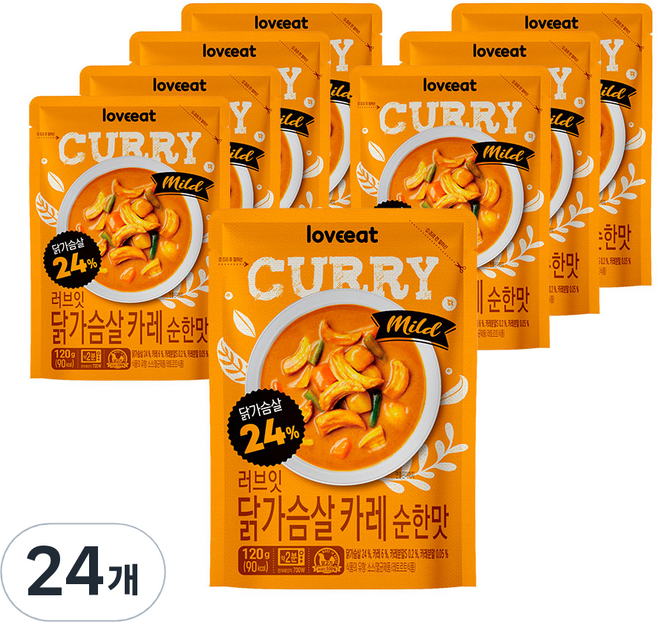 러브잇 닭가슴살 카레 순한맛, 120g, 24개