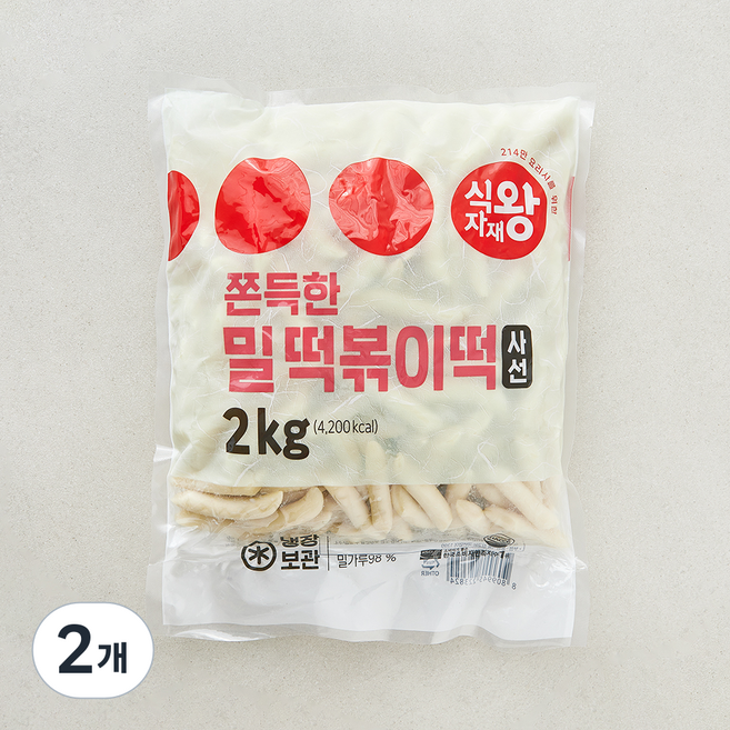식자재왕 쫀득한 사선 밀떡볶이떡, 2kg, 2개