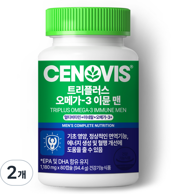 세노비스 뉴 트리플러스 오메가3 이뮨 맨 멀티비타민, 80정, 2개