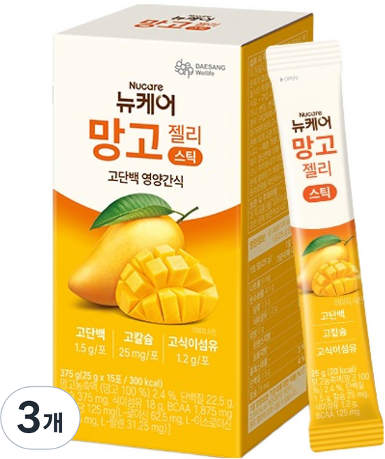 뉴케어 정품 망고 젤리 스틱 15p, 375g, 3개
