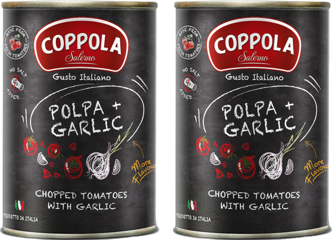 COPPOLA 柯波拉 大蒜切丁番茄基底醬 無麩質 無鹽無糖 全自然, 400g, 2罐
