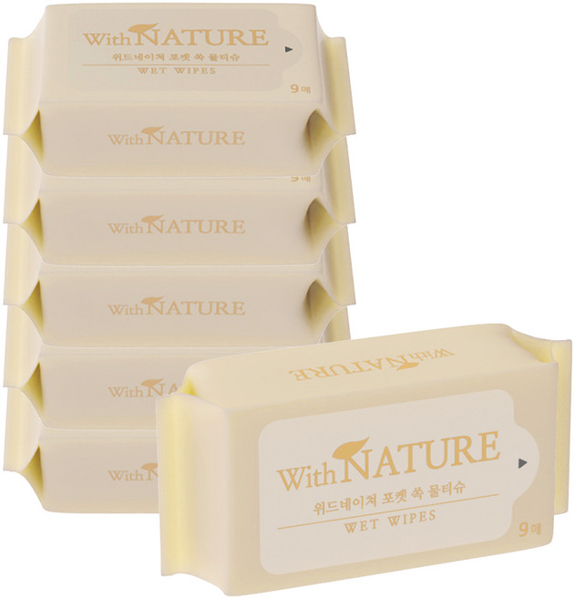 위드네이쳐 포켓 쏙 미니 물티슈 본품, 6개, 9매, 50g