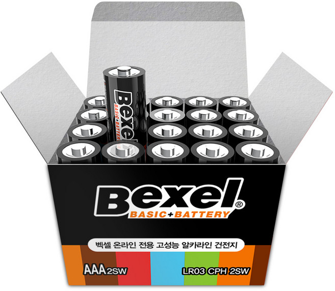벡셀 베이직 플러스 고성능 알카라인 AAA건전지, 20개입, 1개
