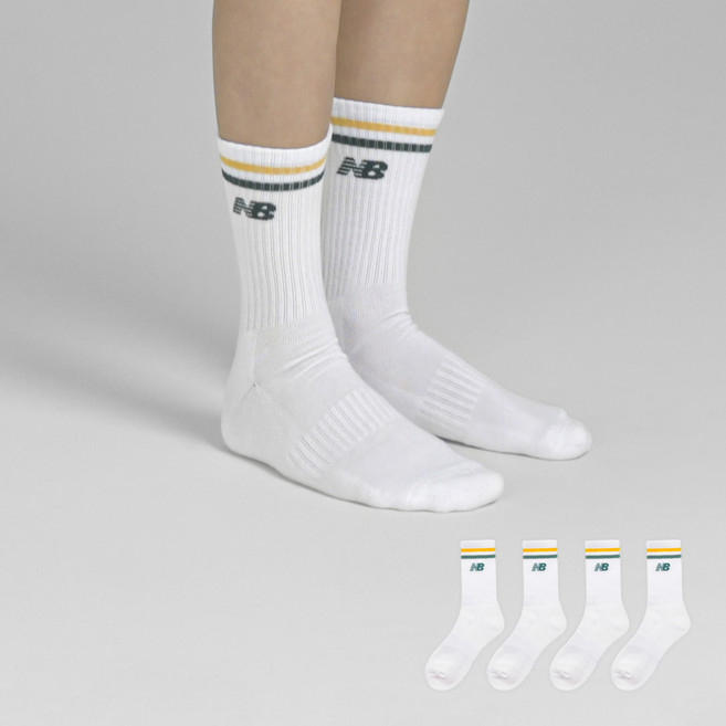 뉴발란스 투턴 라인 쿠션 장목 양말 4켤레