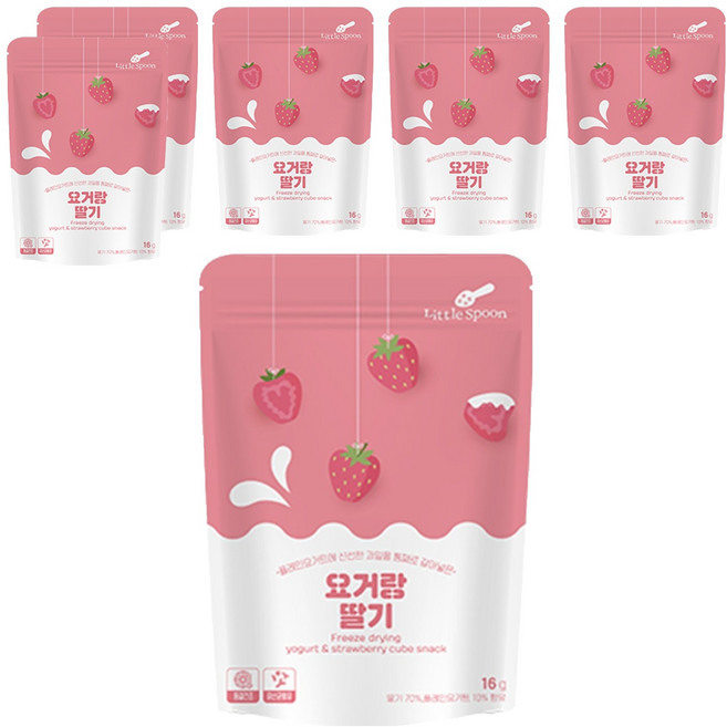 리틀스푼 요거트 큐브스낵, 요거랑 딸기, 16g, 6개
