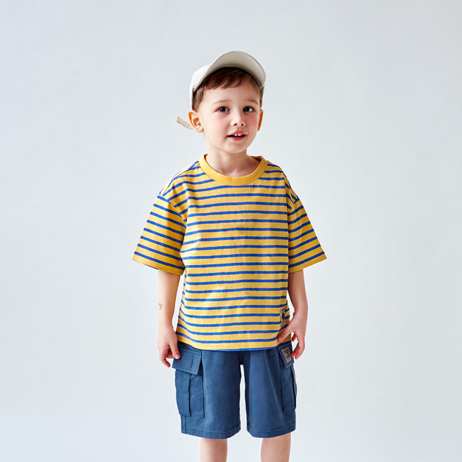 월튼키즈 아동용 썸머라벨스트라이프 티셔츠