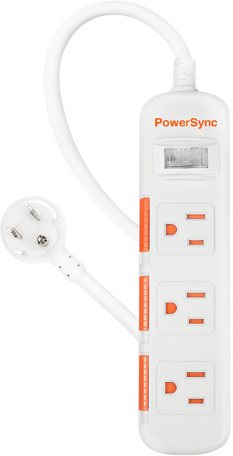 PowerSync 群加 1開3插滑蓋防塵防雷擊延長線 3孔 TPS313DN9018, 白色, 1個, 1.8m