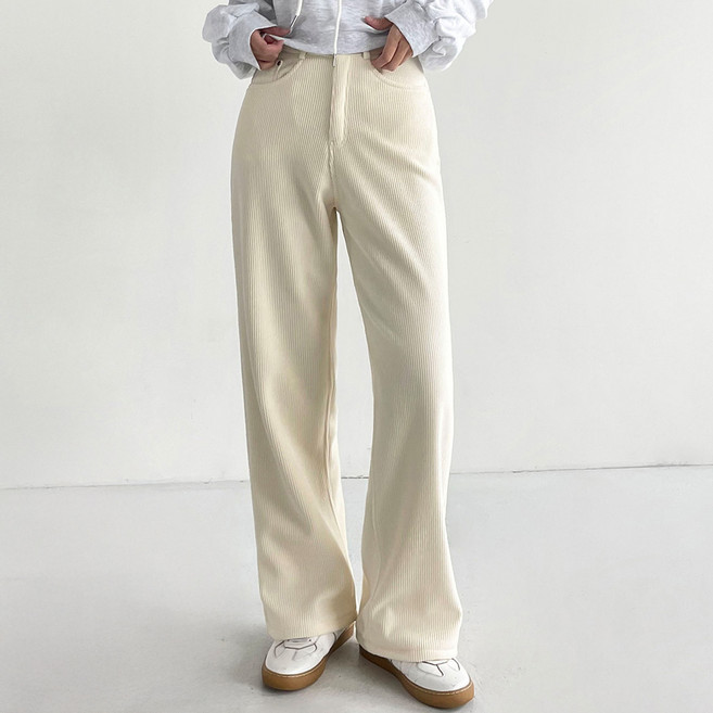 잘빠진 여성용 클레어 양기모 코듀로이 윈터 일자 롱팬츠