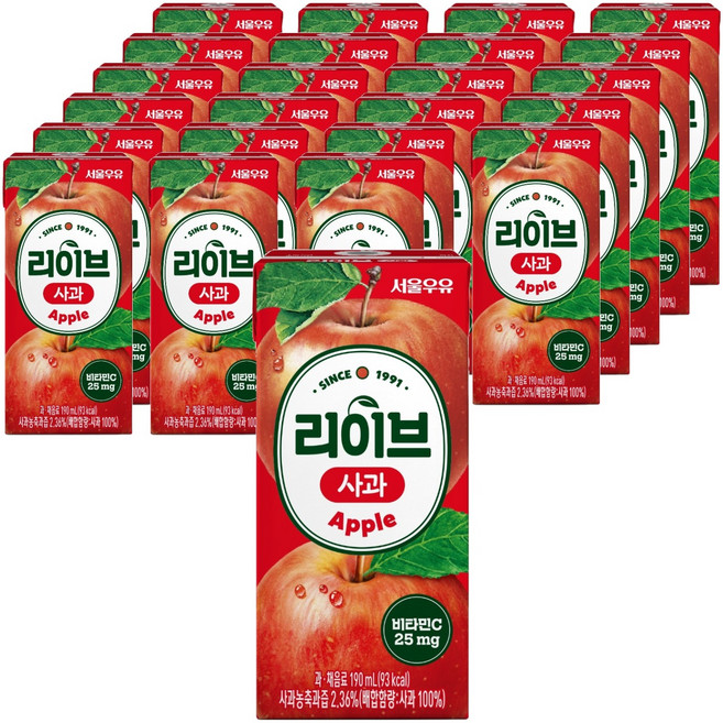 Seoul Milk 首爾牛奶 蘋果汁, 190ml, 24入