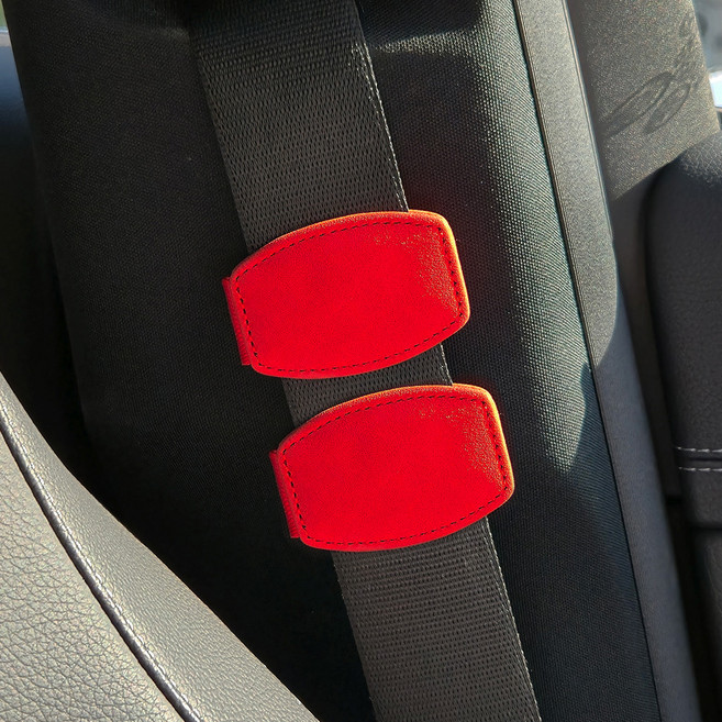 앤티스 인조 스웨이드 안전벨트 스토퍼, 레드, 2개