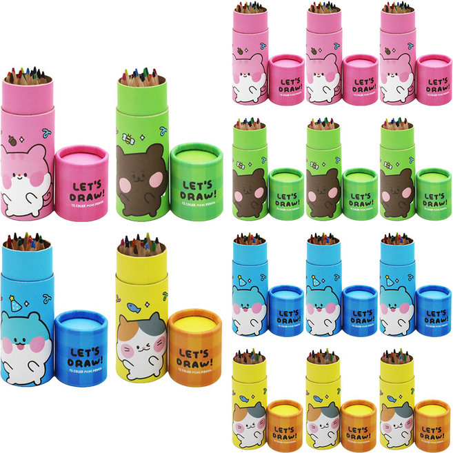 아가플러스 심플 우드 미니 색연필 4종 세트, 4세트, 12색