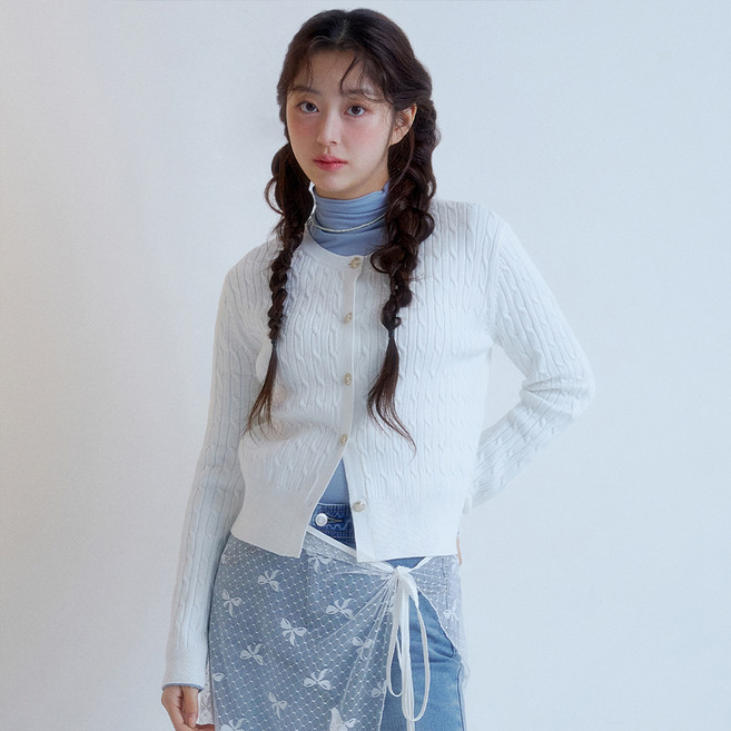 Roem 女款麻花針織開襟衫