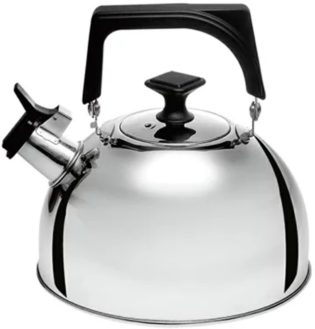 BUFFALO 牛頭牌 小牛歐風笛音壺 3.8L SUS304不鏽鋼 瓦斯爐/陶瓷爐/電磁爐/電爐/黑晶爐適用, 銀色, 1個