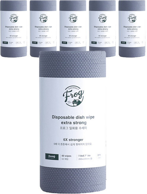 프로그 일회용 수세미 엑스트라 스트롱, 그레이, 60개입, 6개