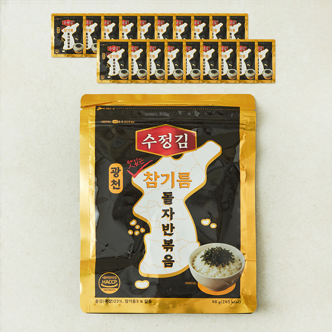 수정김 광천 맛있는 참기름 돌자반볶음, 20개, 800g