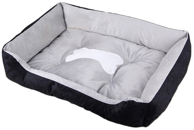 小骨頭柔軟床墊寵物窩, 黑色, 1個