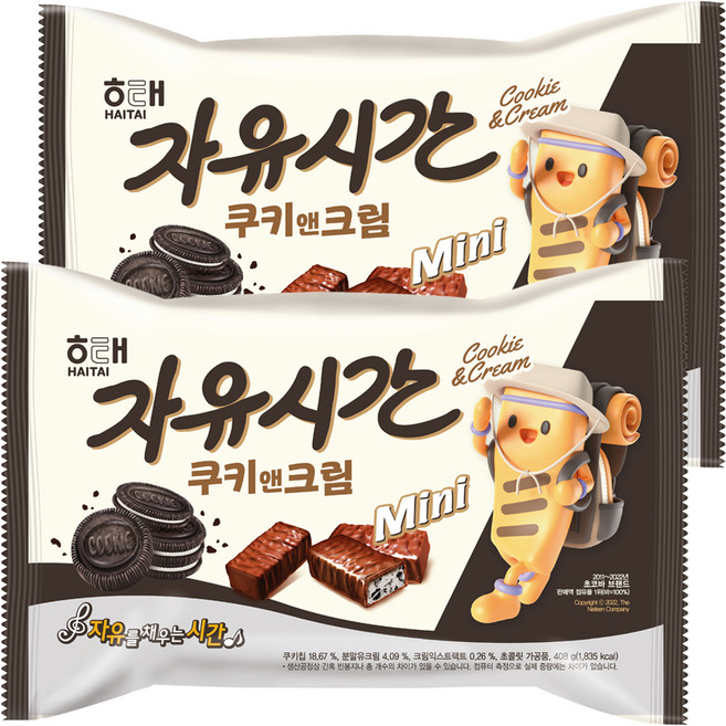 자유시간 쿠키앤크림 미니, 408g, 2개