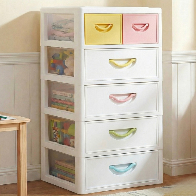 코디 카멜레온 스마일 양면 수납장, 혼합색상, 5단