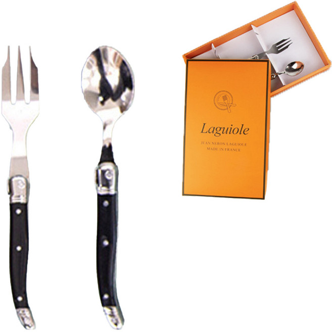 장네론 라귀올 선물패키지 케이크 2종 세트, 마블블랙, 스푼 + 포크, 1세트