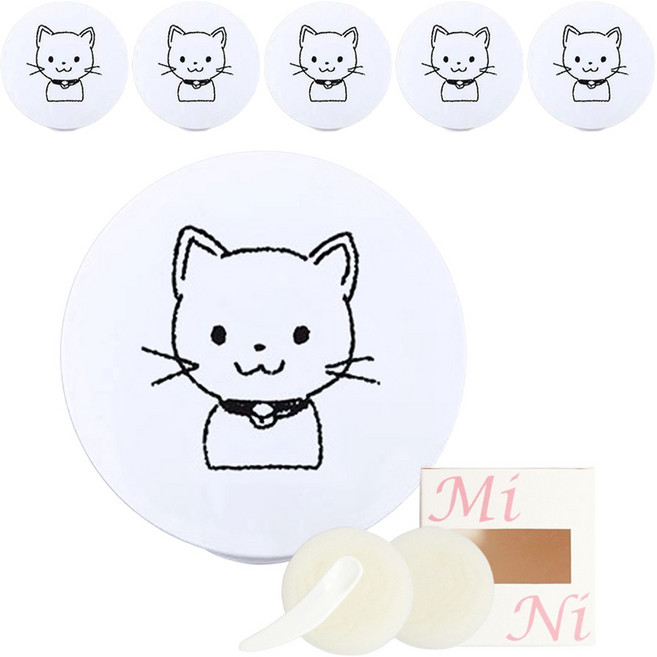 셀프천사 미니 DIY 비비 쿠션 케이스 5g, 화이트 고양이, 6개