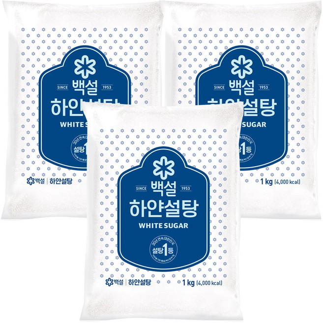 백설 하얀설탕, 1kg, 3개