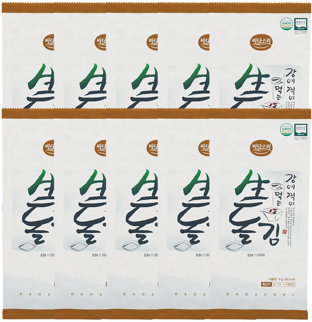 바다소리 장에 찍어 먹는 생돌김 반절 8매, 9g, 10개