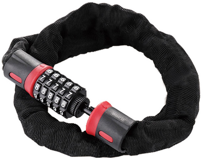 어반카 탄소강 오토바이 자물쇠 와이어락 0.9m 소형, 블렉 + 레드, 1개