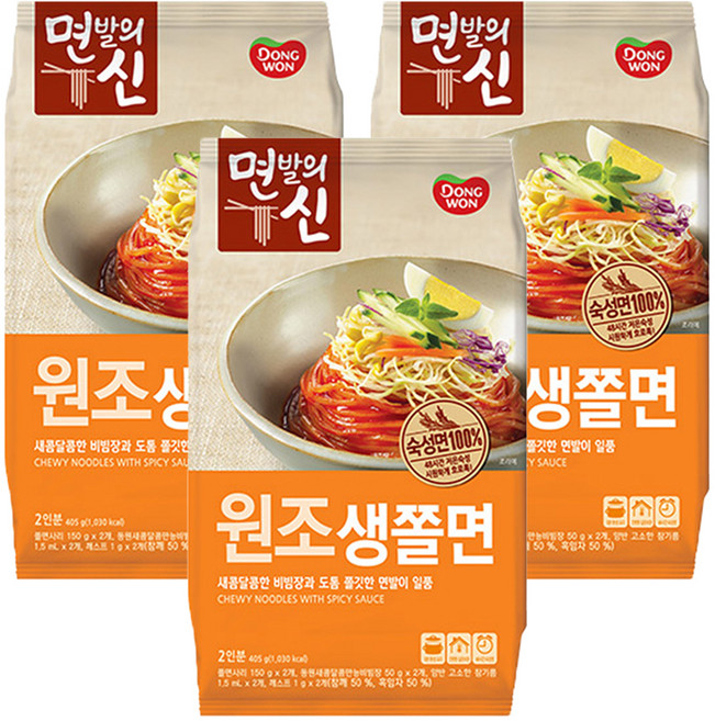 동원 면발의신 원조 생쫄면, 3개, 405g
