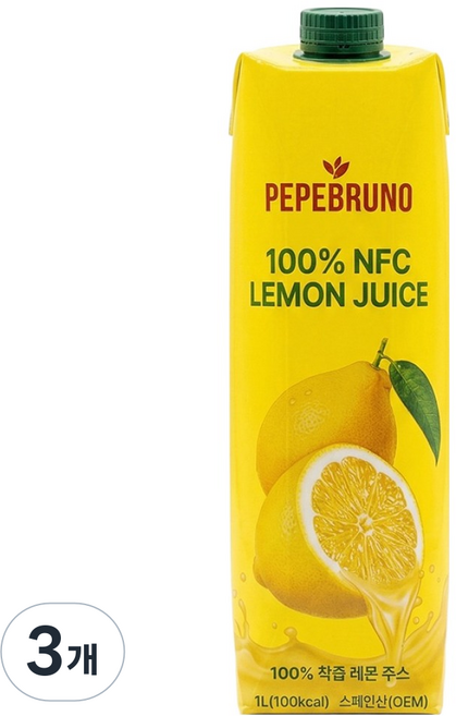 Pepebruno 100% NFC 檸檬汁, 3個, 1L