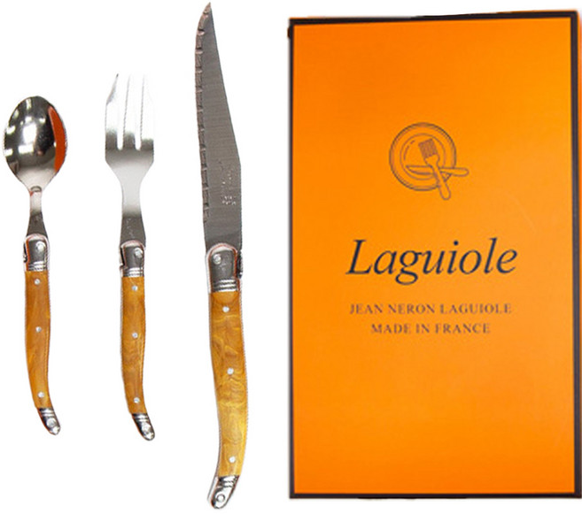 장네론 라귀올 케이크 3종 + 선물패키지 세트, 마블브라운, 스푼 + 포크 + 디너나이프 + 선물 패키지 박스, 1세트