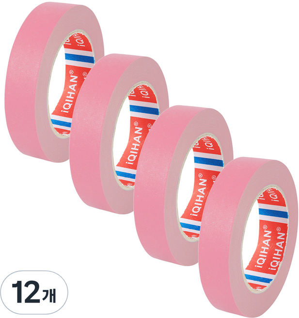 iQIHAN 다다 칼라 마스킹 테이프 20mm x 20m, 연핑크, 12개