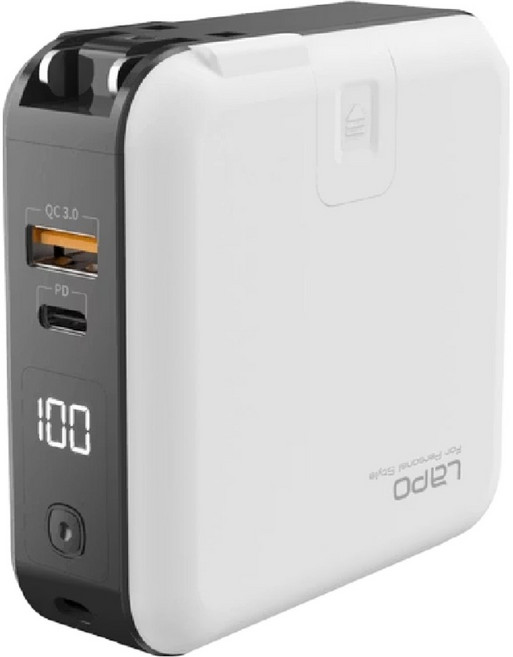 LaPO 2代新升級 22.5W 自帶線/磁吸 雙孔輸出多功能無線充行動電源 10000mAh Type-C/USB-A 原廠保固, WT-03CM, 雷克白