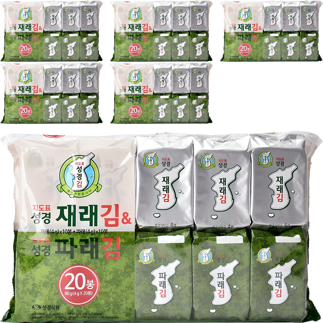 지도표성경 재래식 성경식탁김 4g x 10p + 파래김 4g x 10p, 80g, 6개