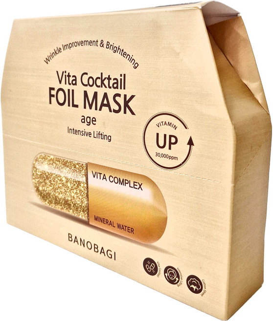 BANOBAGI 佰諾佰琪 台灣公司貨 維生素抗衰老錫紙面膜 30g, 10片, 1盒