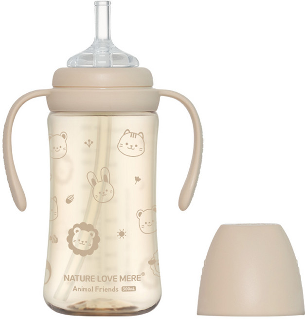 네이쳐러브메레 애니멀 프렌즈 PPSU 빨대컵, 누디브라운, 1개, 300ml