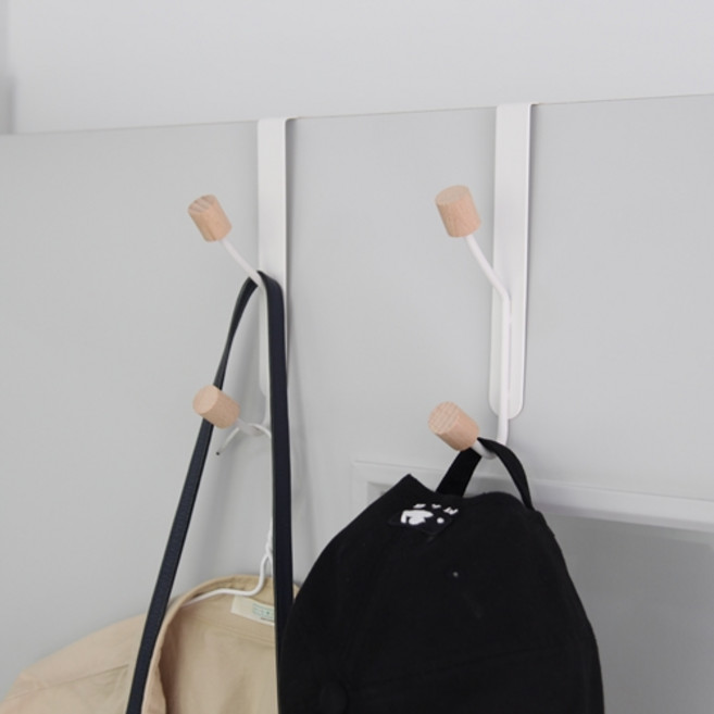 아이메이트 도어 옷 행거 2구, 화이트, 2개