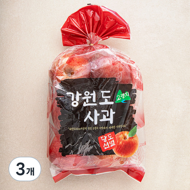 다조은 강원도 고랭지 당도선별 사과, 1.5kg(중과, 6~7입), 3개